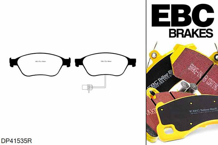 DP41535R, VW Phaeton, 3.0 TDI (4 Pad Set) 240 PK 2008-2016, EBC Yellowstuff remblokken set vooras, Voor modellen met ATE remklauwen aan de vooras, Voor modellen met een remschijf diameter 360mm