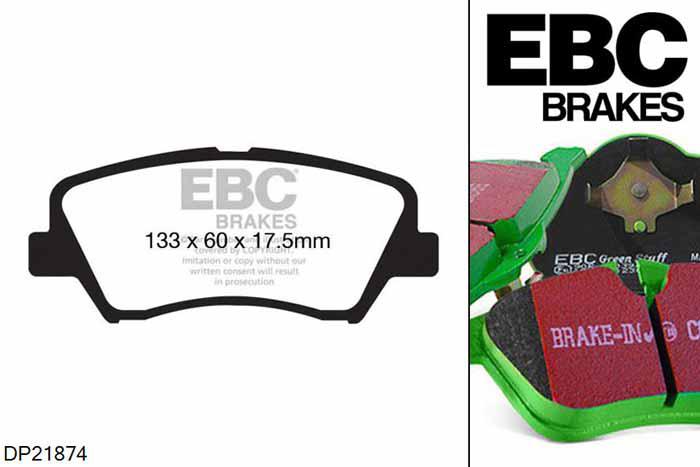 DP21874, Hyundai i-30 (GD), 1.6 TD 2012-2017, EBC Greenstuff remblokken set vooras, Voor modellen met een remschijf diameter 280mm