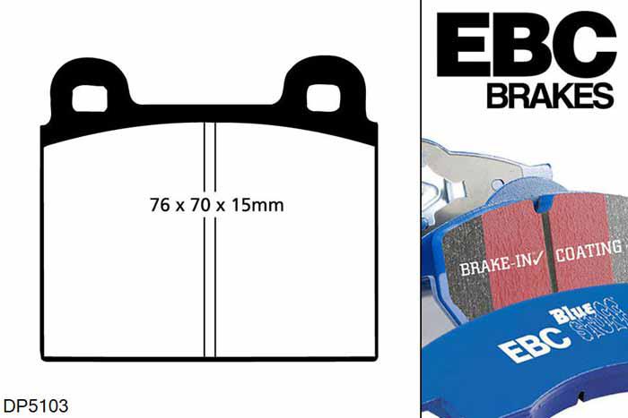 DP5103NDX, Opel Monza, 2.8 1979-1983, EBC Bluestuff remblokken set vooras, Voor modellen met ATE remklauwen aan de vooras, Voor modellen met een remschijf diameter 271mm