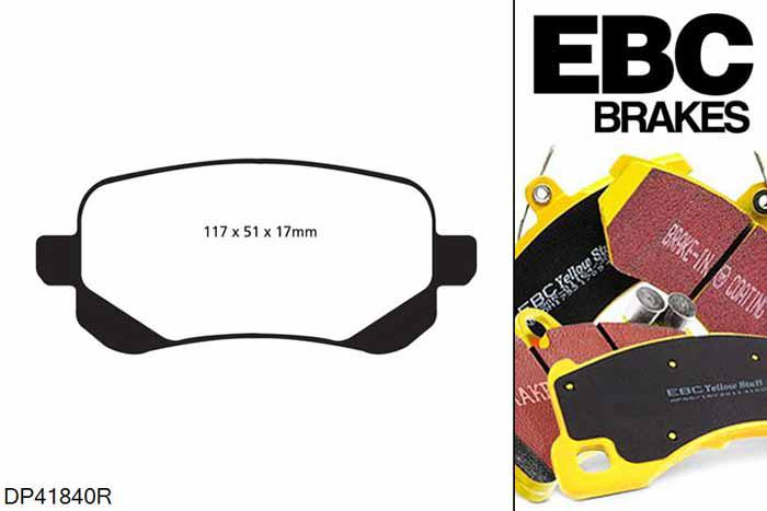 DP41840R, Fiat Freemont, 2.4 170 PK Freemont, EBC Yellowstuff remblokken set achteras, Voor modellen met remschijf diameter van 305mm aan de achteras
