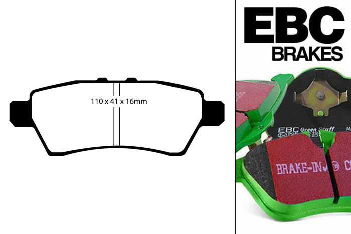 DP61748, Nissan Pathfinder, 2.5 TD 2005-, EBC Greenstuff remblokken set achteras, Voor modellen met Tokico remklauwen aan de achteras, Voor modellen met remschijf diameter van 308mm aan de achteras