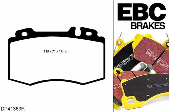 DP41363R, Mercedes E-Class (W211), E400 TD 2003-2009, EBC Yellowstuff remblokken set vooras, Voor modellen met Brembo remklauwen aan de vooras, Voor modellen met een remschijf diameter 330mm