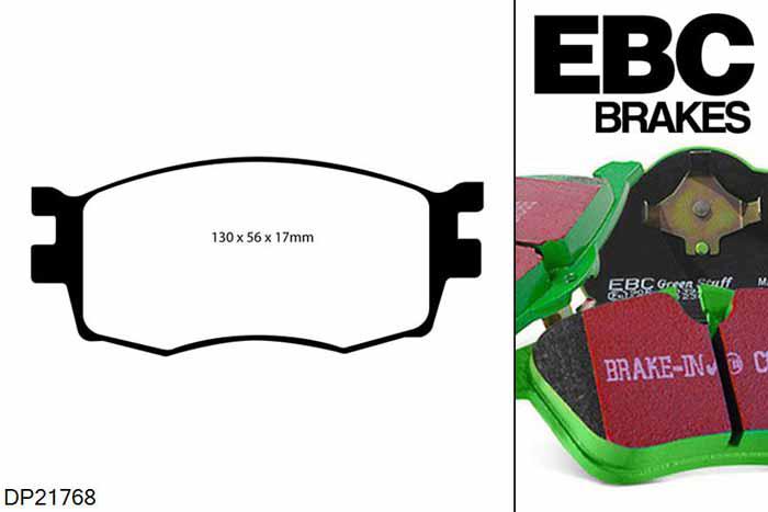 DP21768, Hyundai i-20 (PB), 1.1 TD 2012-2015, EBC Greenstuff remblokken set vooras, Voor modellen met een remschijf diameter 256mm