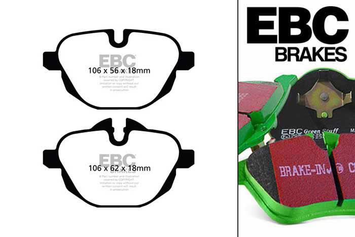 DP62047, BMW X4, 3.0 TD (30d) 258 PK 2014-, EBC Greenstuff remblokken set achteras, Voor modellen met TRW remklauwen aan de achteras, Voor modellen met remschijf diameter van 330mm aan de achteras