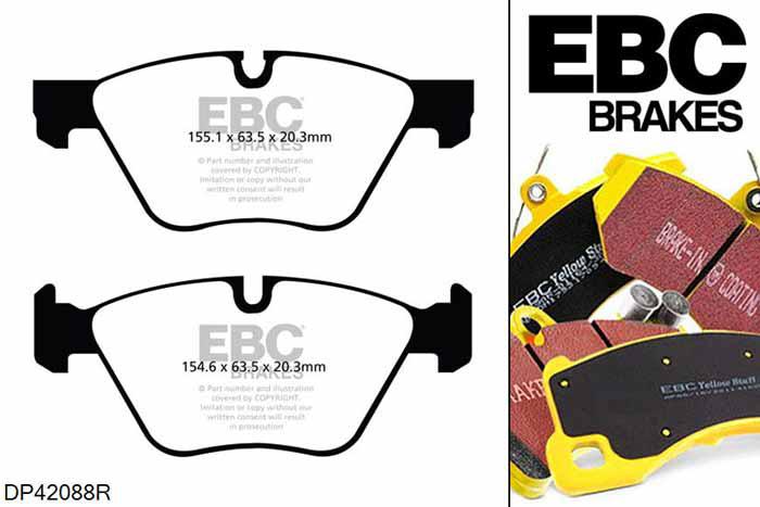 DP42088R, BMW 5 Series (F11), 518 d (2.0 TD) 2013-2017, EBC Yellowstuff remblokken set vooras, Voor modellen met ATE remklauwen aan de vooras, Voor modellen met een remschijf diameter 330mm