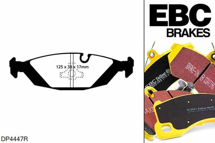 DP4447R, BMW 3 Series (E30), 323 i (2.3) 3 Series (E30), EBC Yellowstuff remblokken set achteras Voor modellen met ATE remklauwen aan de achteras, Voor modellen met remschijf diameter van 258mm aan de achteras