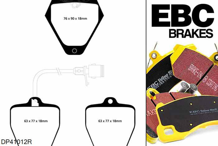 DP41012R, Audi S/RS S8, 4.2 (Armoured) 340 PK 1998-1999, EBC Yellowstuff remblokken set vooras, Voor modellen met Girling/TRW remklauwen aan de vooras, Voor modellen met een remschijf diameter 323mm