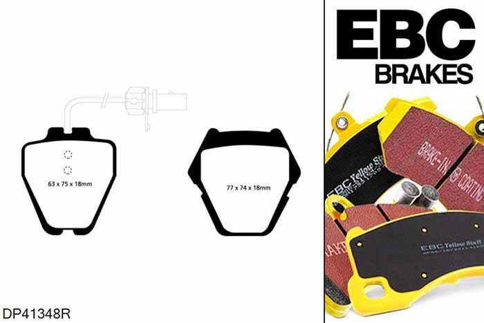 DP41348R, Audi S/RS S4, 2.7 Twin Turbo 265 PK 1999-2002, EBC Yellowstuff remblokken set vooras, Voor modellen met Girling/TRW remklauwen aan de vooras, Voor modellen met een remschijf diameter 321mm