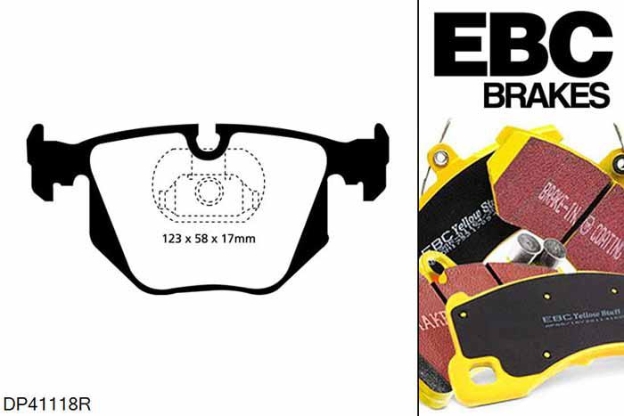 DP41118R, BMW 3 Series X (4WD) (E46), 330 d (3.0 TD) 3 Series X (4WD) (E46), EBC Yellowstuff remblokken set achteras Voor modellen met ATE remklauwen aan de achteras, Voor modellen met remschijf diameter van 320mm aan de achteras