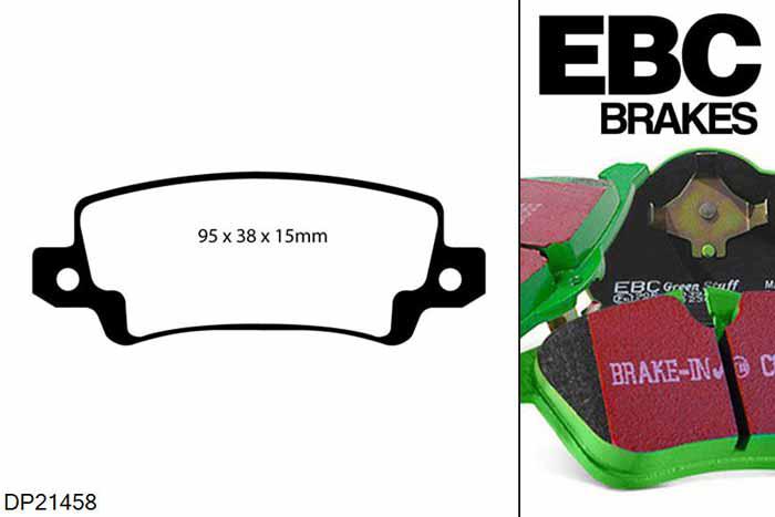 DP21458, Toyota Corolla, 1.4 (ZZE120) 2002-2007, EBC Greenstuff remblokken set achteras, Voor modellen met remschijf diameter van 259mm aan de achteras