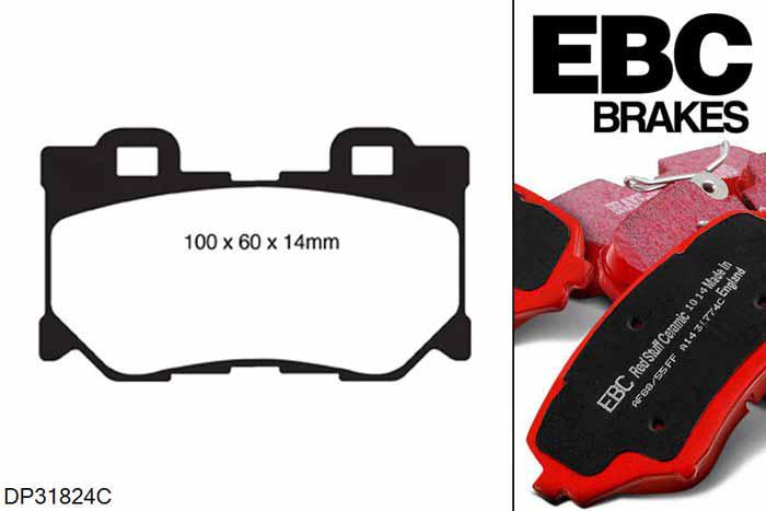 DP31824C, Nissan 370Z, 3.7 2009-, EBC Redstuff remblokken set achteras, Voor modellen met remschijf diameter van 350mm aan de achteras