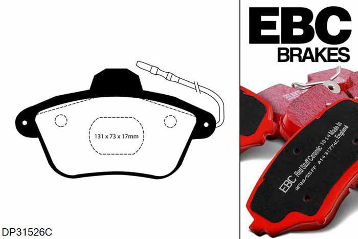 DP31526C, Renault Clio Mk2, 3.0 230 PK 2001-2003, EBC Redstuff remblokken set achteras, Voor modellen met remschijf diameter van 300mm aan de achteras