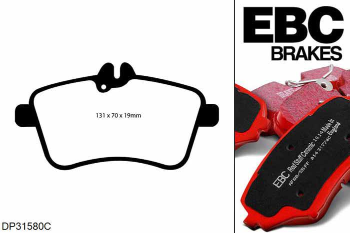 DP31580C, Mercedes A-Class (W169), A200 (2.0 Turbo) 2005-2012, EBC Redstuff remblokken set vooras, Voor modellen met TRW remklauwen aan de vooras, Voor modellen met een remschijf diameter 288mm