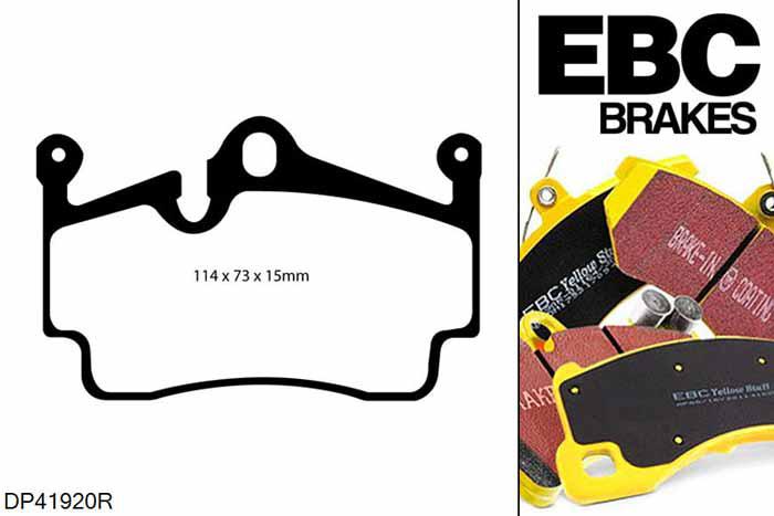 DP41920R, Porsche Boxster (718), 2.5 Turbo 350 PK Boxster (718), EBC Yellowstuff remblokken set achteras Voor modellen met Brembo remklauwen aan de achteras, Voor modellen met remschijf diameter van 299mm aan de achteras