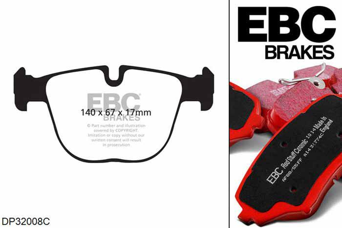 DP32008C, BMW X6, 3.0 Tri TD (M50d) 2012-2014, EBC Redstuff remblokken set achteras, Voor modellen met ATE remklauwen aan de achteras, Voor modellen met remschijf diameter van 345mm aan de achteras
