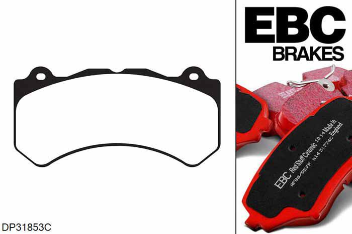 DP31853C, Dodge Challenger, 6.4 2015-, EBC Redstuff remblokken set vooras, Voor modellen met Brembo remklauwen aan de vooras
