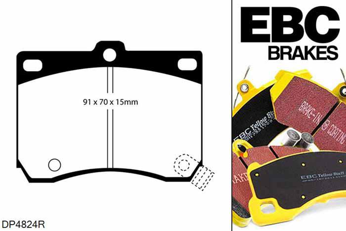 DP4824R, Mazda 323, 1.8 (BA1) 1994-1998, EBC Yellowstuff remblokken set vooras, Voor modellen met Sumitomo remklauwen aan de vooras, Voor modellen met een remschijf diameter 257mm