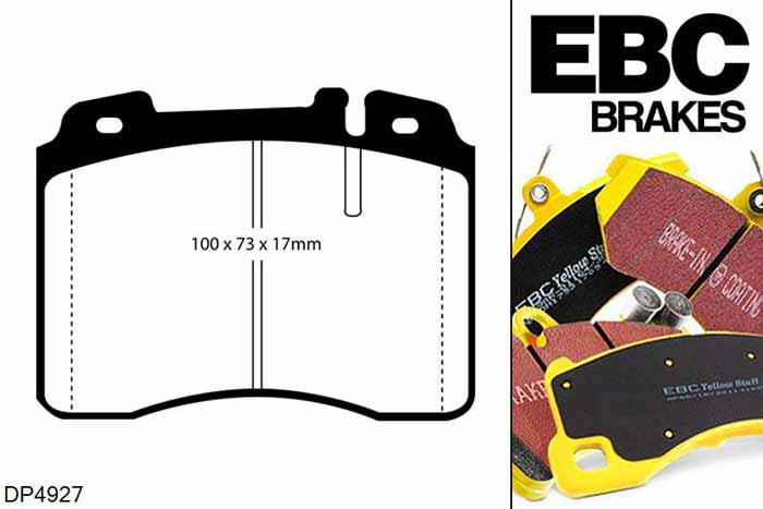 DP4927R, Mercedes E-Class (T210), E420 Estate 1996-1997, EBC Yellowstuff remblokken set vooras, Voor modellen met ATE remklauwen aan de vooras, Voor modellen met een remschijf diameter 316mm