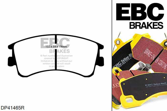 DP41465R, Mazda 6, 2.3 (GG) 165 PK 2002-2008, EBC Yellowstuff remblokken set vooras, Voor modellen met Akebono remklauwen aan de vooras, Voor modellen met een remschijf diameter 283mm