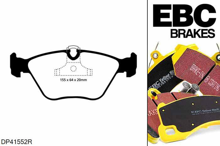 DP41552R, BMW 3 Series (E46), 330 d (2.9 TD) 1999-2005, EBC Yellowstuff remblokken set vooras, Voor modellen met ATE remklauwen aan de vooras, Voor modellen met een remschijf diameter 325mm