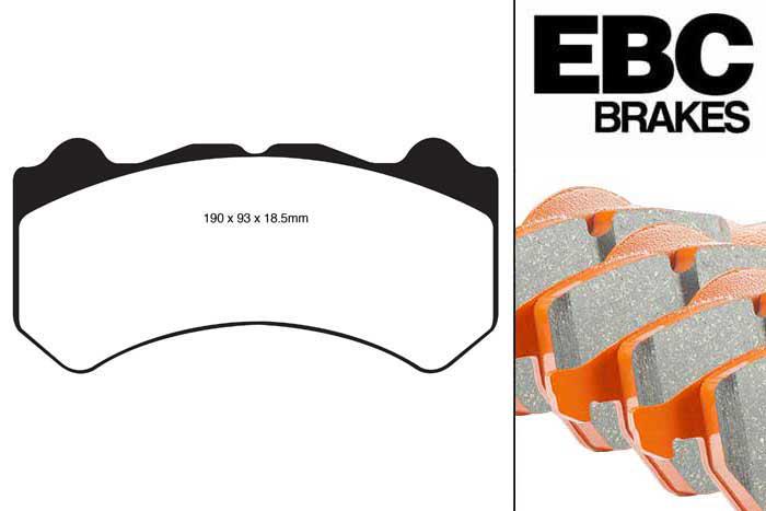 DP91983, Nissan GT-R (R35), 3.8 Twin Turbo 485 PK 2008-2011, EBC Orangestuff remblokken set vooras, Voor modellen met Brembo remklauwen aan de vooras, Voor modellen met een remschijf diameter 380mm