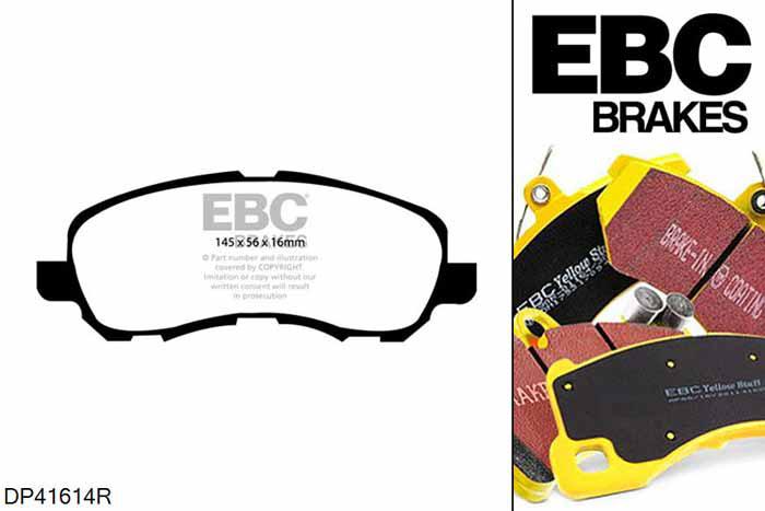 DP41614R, Chrysler Sebring, 2.0 TD 2007-2010, EBC Yellowstuff remblokken set vooras, Voor modellen met Akebono remklauwen aan de vooras, Voor modellen met een remschijf diameter 294mm