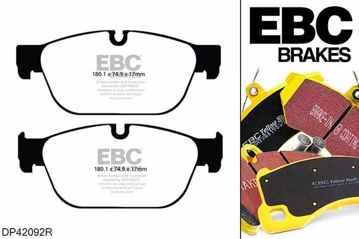 DP42092R, Citroen C6, 3.0 TD 2009-2013, EBC Yellowstuff remblokken set vooras, Voor modellen met ATE remklauwen aan de vooras, Voor modellen met een remschijf diameter 340mm