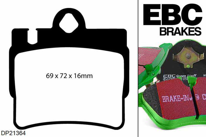 DP21364, Mercedes CL-Class (C215), CL500 (5.0) 325 PK 1999-2002, EBC Greenstuff remblokken set achteras, Voor modellen met remschijf diameter van 300mm aan de achteras