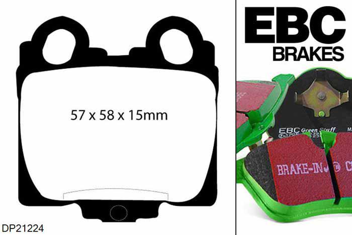 DP21224, Lexus IS200, 2.0 1999-2005, EBC Greenstuff remblokken set achteras, Voor modellen met remschijf diameter van 308mm aan de achteras