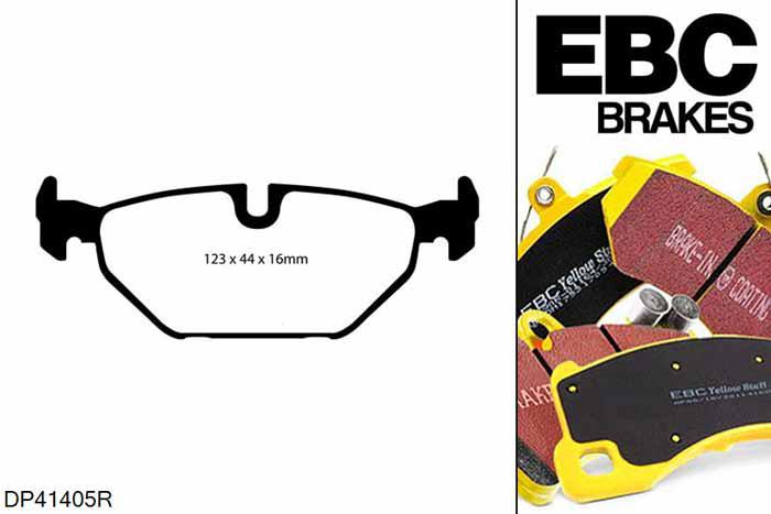 DP41405R, Saab 9-mei, 1.9 TD 150 PK 9-mei, EBC Yellowstuff remblokken set achteras Voor modellen met ATE remklauwen aan de achteras, Voor modellen met remschijf diameter van 286mm aan de achteras