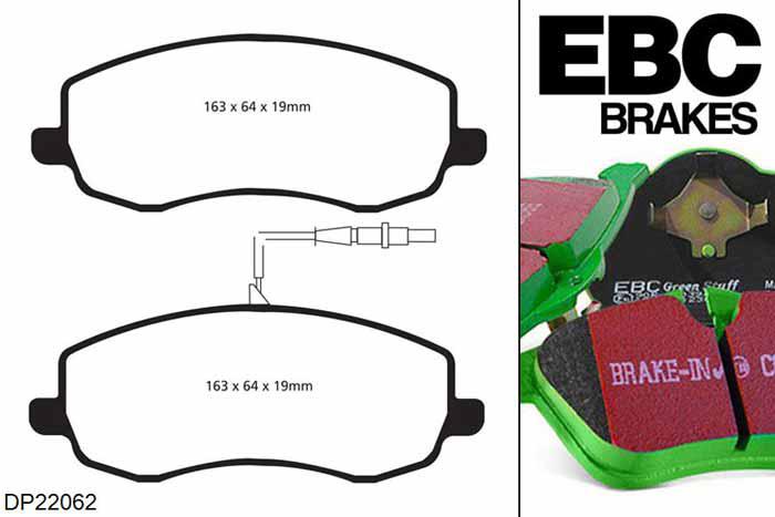 DP22062, Peugeot 807, 2.2 TD 2006-2008, EBC Greenstuff remblokken set vooras, Voor modellen met een remschijf diameter 310mm