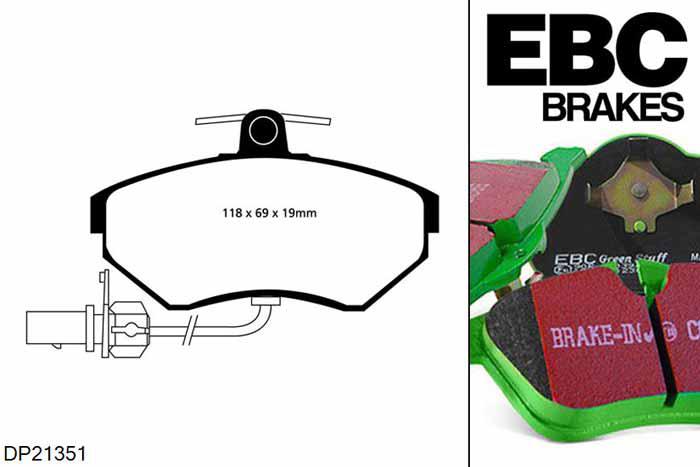 DP21351, Audi A4 (B7), 2.0 TDI 2004-2008, EBC Greenstuff remblokken set vooras, Voor modellen met TRW remklauwen aan de vooras, Voor modellen met een remschijf diameter 280mm