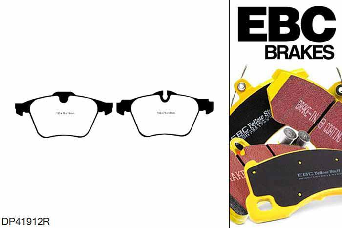 DP41912R, Jaguar XF (X250), 3.0 Supercharged 340 PK 2012-2015, EBC Yellowstuff remblokken set vooras, Voor modellen met ATE remklauwen aan de vooras, Voor modellen met een remschijf diameter 355mm