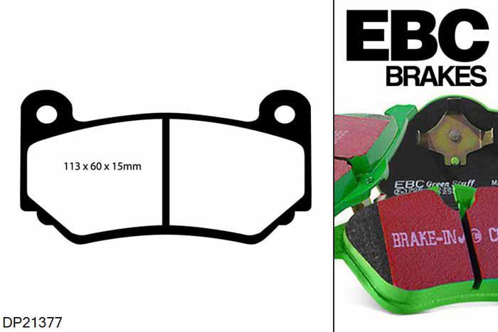 DP21377, Mini Mini Hatch (1st Gen)(R53), 1.6 Supercharged Works (AP Upgrade) 2001-2003, EBC Greenstuff remblokken set vooras, Voor modellen met AP remklauwen aan de vooras