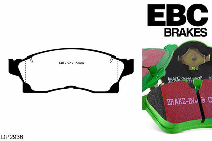 DP2936, Toyota MR2 Mk2, 2.0 (SW20) (-61690) 1990-1992, EBC Greenstuff remblokken set vooras, Voor modellen met een remschijf diameter 258mm