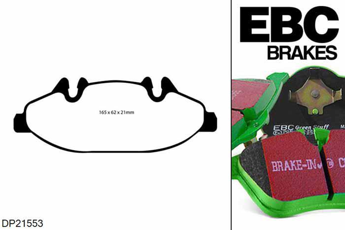 DP21553, Mercedes Vito, 3.0 TD 2007-2014, EBC Greenstuff remblokken set vooras, Voor modellen met Bosch remklauwen aan de vooras, Voor modellen met een remschijf diameter 300mm