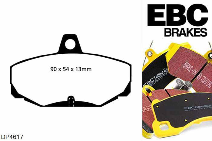 DP4617R, Ford Sierra, 2.0 Sierra, EBC Yellowstuff remblokken set achteras Voor modellen met Girling/TRW remklauwen aan de achteras, Voor modellen met remschijf diameter van 253mm aan de achteras