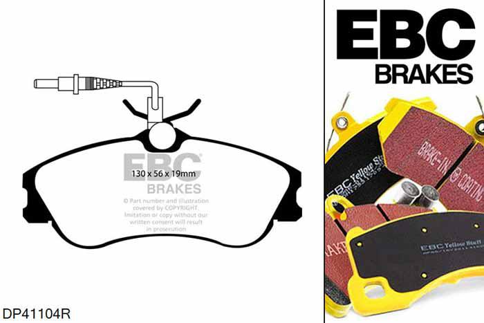 DP41104R, Citroen Xsara, 1.8 16v 1997-2000, EBC Yellowstuff remblokken set vooras, Voor modellen met Girling/TRW remklauwen aan de vooras, Voor modellen met een remschijf diameter 266mm