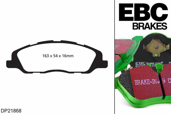 DP21868, Ford Mustang (5th Generation), 3.7 Auto 2013-2014, EBC Greenstuff remblokken set vooras, Voor modellen met een remschijf diameter 336mm