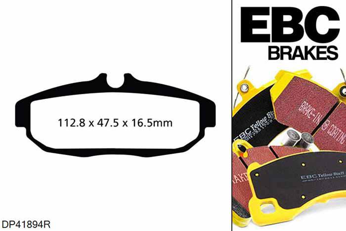 DP41894R, Ford Mustang (5th Generation), 5.8 Supercharged (GT500) (Shelby) 662 PK Mustang (5th Generation), EBC Yellowstuff remblokken set achteras, Voor modellen met remschijf diameter van 350mm aan de achteras