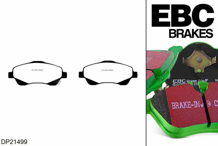DP21499, Toyota Avensis, 1.8 (ZZT251) 2003-2008, EBC Greenstuff remblokken set vooras, Voor modellen met Bosch remklauwen aan de vooras, Voor modellen met een remschijf diameter 277mm
