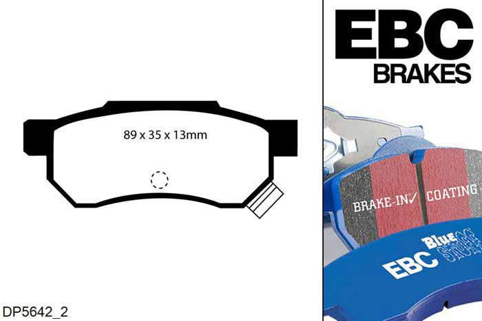 DP5642/2NDX, Honda Civic Coupe, 1.6 (EJ8) 1996-2001, EBC Bluestuff remblokken set achteras, Voor modellen met Akebono remklauwen aan de achteras, Voor modellen met remschijf diameter van 238mm aan de achteras