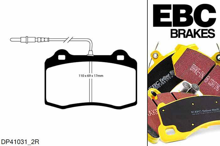 DP41031/2R, Peugeot 406 Coupe, 2.2 TD 2001-2004, EBC Yellowstuff remblokken set vooras, Voor modellen met Brembo remklauwen aan de vooras, Voor modellen met een remschijf diameter 305mm