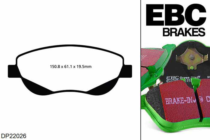 DP22026, Toyota Avensis, 2.0 TD 2015-, EBC Greenstuff remblokken set vooras, Voor modellen met een remschijf diameter 320mm