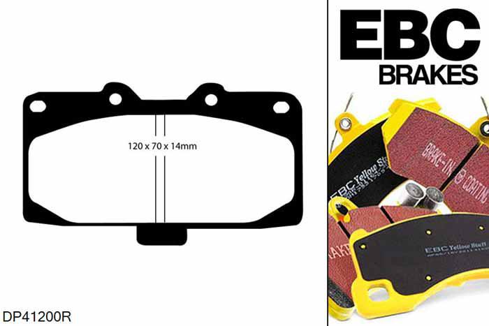 DP41200R, Nissan 300ZX, 3.0 Twin Turbo (Z32) 1990-1994, EBC Yellowstuff remblokken set vooras, Voor modellen met Sumitomo remklauwen aan de vooras, Voor modellen met een remschijf diameter 280mm