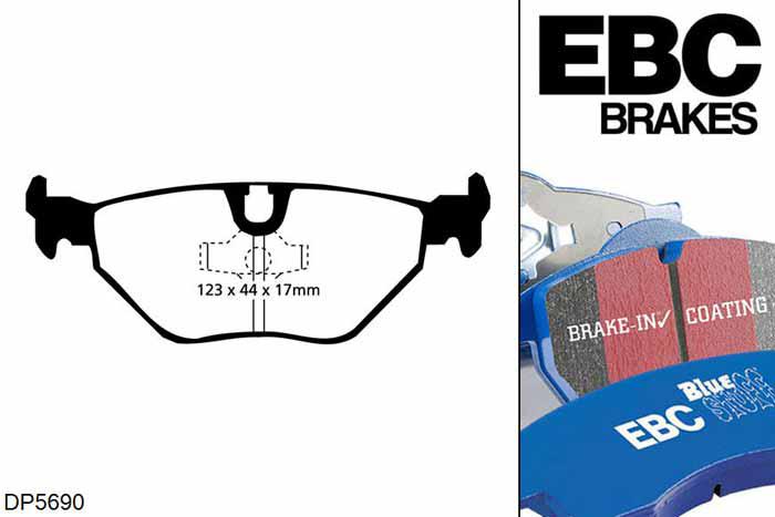 DP5690NDX, BMW M3, 2.3 (E30) 1986-1991, EBC Bluestuff remblokken set achteras, Voor modellen met ATE remklauwen aan de achteras, Voor modellen met remschijf diameter van 282mm aan de achteras
