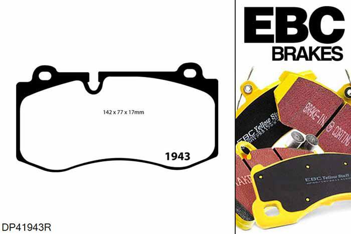 DP41943R, Mercedes E-Class (W211), E420 TD 2006-2009, EBC Yellowstuff remblokken set vooras, Voor modellen met Brembo remklauwen aan de vooras, Voor modellen met een remschijf diameter 350mm