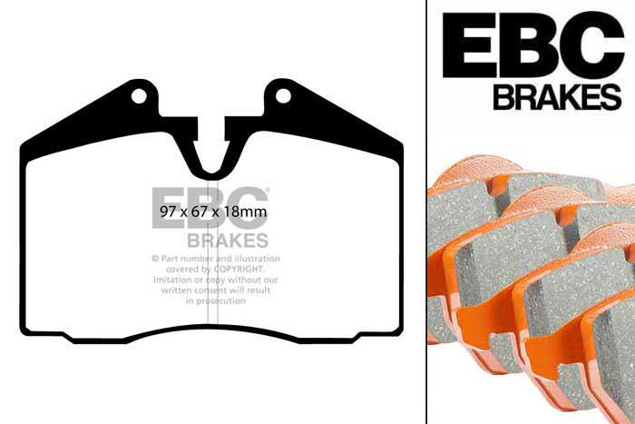 DP9612, Porsche 911 (964), 3.6 Carrera 1992-1994, EBC Orangestuff remblokken set vooras, Voor modellen met Brembo remklauwen aan de vooras, Voor modellen met een remschijf diameter 304mm