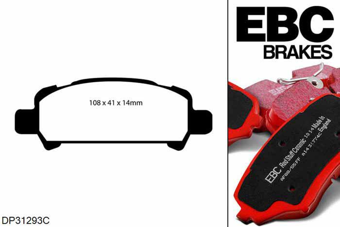 DP31293C, Subaru Impreza, 2.0 Turbo (UK) 1998-2002, EBC Redstuff remblokken set achteras, Voor modellen met remschijf diameter van 266mm aan de achteras