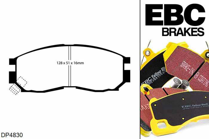 DP4830R, Mitsubishi Eclipse, 2.0 GT 1995-1999, EBC Yellowstuff remblokken set vooras, Voor modellen met Sumitomo remklauwen aan de vooras, Voor modellen met een remschijf diameter 256mm